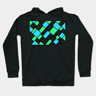 Abstract mosaic pattern grid with random colours blue and green - illustration Hoodie